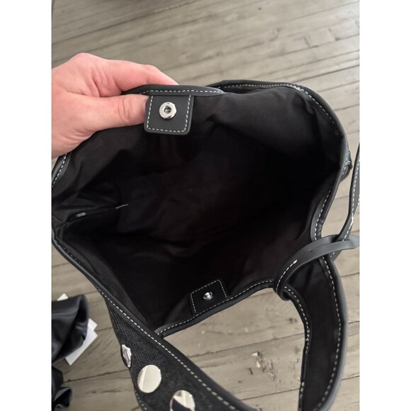 NEW 3.1 PHILLIP LIM Washed Black Denim Mini Market Tote Bag With Studs - Picture 5 of 11